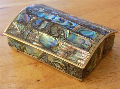 abalone shell metal box|Vintage Abalone Shell & Silver Metal Mexican Modernist Lidded .